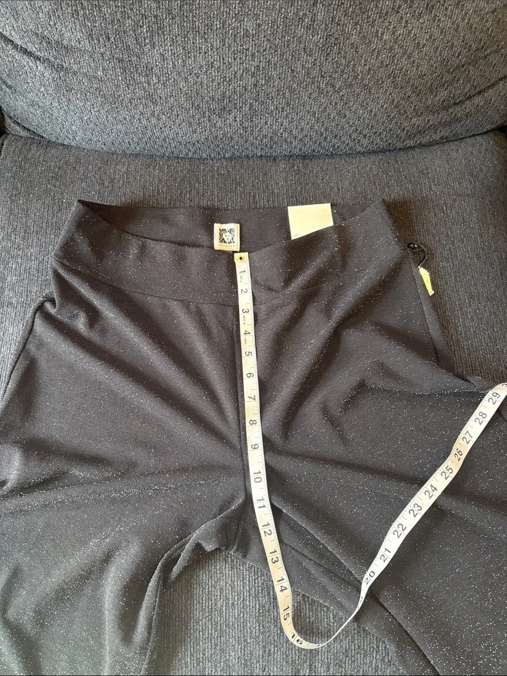Anne Klein Black Metallic Fleck Wide-Leg Pants